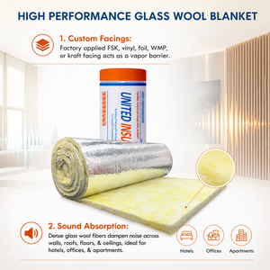 Rouleaux <span class=keywords><strong>de</strong></span> <span class=keywords><strong>laine</strong></span> <span class=keywords><strong>de</strong></span> <span class=keywords><strong>verre</strong></span> FSK <span class=keywords><strong>de</strong></span> haute qualité avec revêtement en aluminium, épaisseur 100 <span class=keywords><strong>mm</strong></span>, densité 16 kg/m³, pour isolation <span class=keywords><strong>de</strong></span> toitures et bâtiments, vente en gros - Product Image 1