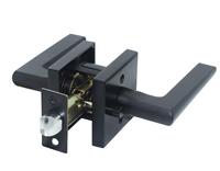 Manija de Puerta Contemporánea Cuadrada sin Llave, Acabado Negro Mate, para Exteriores, Izquierda/Derecha, Cerradura para Habitación, Distancia entre Ejes de 60 mm