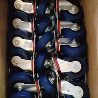 Roue en caoutchouc élastique bleue zinguée 3/4/5/6/8 pouces 160 mm Roulette de boîtier de vol industrielle standard Frein pivotant fixe