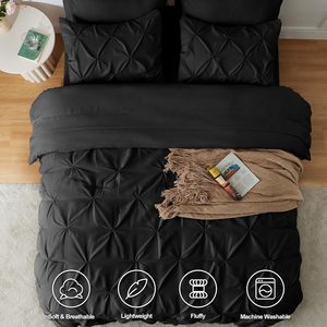 ชุดเครื่องนอนไมโครไฟเบอร์สุดหรูสีดำเตียงควีนไซส์7ชิ้น - Product Image 3