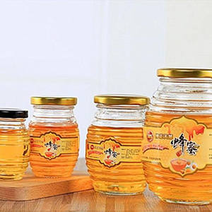공장 생산 도매 다른 크기 하이브/벌집 모양의 유리 꿀 항아리 - Product Image 1