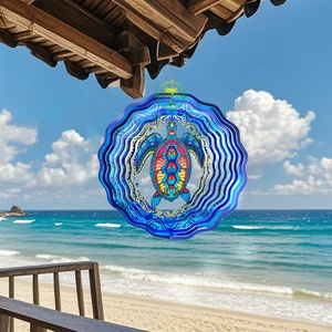 Colorido Giratorio de Viento Metálico de 12 Pulgadas con Forma de Tortuga Marina y Estaca Rectangular para Decoración de Jardín y Patio, y Giratorio de Viento de Flamenco para Jardín - Product Image 5