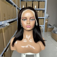 Venta al por mayor, envío inmediato desde el almacén: Peluca bob con encaje frontal 13x4 de cabello humano 16A SDD en negro transparente para mujer