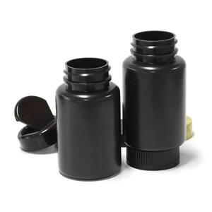Black Customized Capsule <b>Bottle</b> Pharmaceutical Packaging HDPE Plastic Capsule For Health Products With Metal Diffrent Screw Cap - Product Image 3