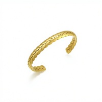 Bracelet manchette ouverte en or 18 carats, texture serpent, empilable, minimaliste, en métal texturé pour femme, bijou quotidien