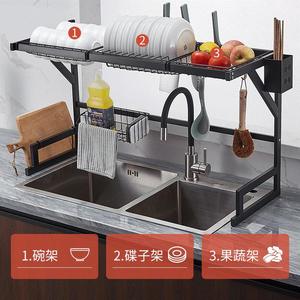 Égouttoir à vaisselle en acier inoxydable pour évier de cuisine, 2 niveaux, suspendu, anti-humidité, portable, sans perçage, carré, taille L - Product Image 3