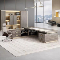 Ensemble de bureau et de chaise de direction de bureau durable, table de bureau élégante avec armoire