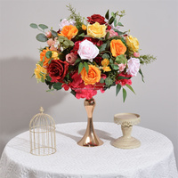 A010 Décoration de mariage personnalisée de 80cm Centre de table en soie Fleur artificielle de rose blanche Pièce centrale Boule de fleur pour table de fête
