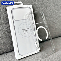 Étui magnétique transparent VAWI C012 pour iPhone 12 13 14 15 16 17 Pro/Pro Max, coque de téléphone portable antichoc en PC rigide anti-jaunissement