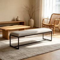 Tabouret-banc moderne, écologique, portable, multifonctionnel, avec base en acier tubulaire et structure en bois massif, pour la maison, le balcon ou la chambre.
