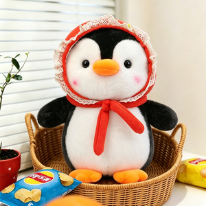 Lindo Peluche de Pingüino de Poliéster Suave con Gorro y Bufanda, 31cm-50cm, Relleno de Algodón PP, Bordado, Decoración de Escritorio, Personalizable - Product Image 4
