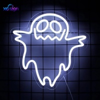 Bande lumineuse LED néon 3D fantôme mignon avec design mains ouvertes, alimentation USB, fixation murale pour fêtes d'Halloween, chambres, bars et magasins