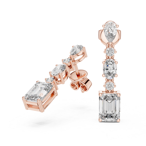 Boucles d'oreilles fantaisie en diamant de laboratoire pour femmes, en or, scintillantes, pour mariage, fête, bijoux fins - Product Image 2