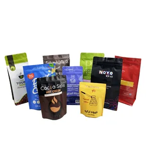 12 oz bolsas para cafe all'ingrosso compostabile otto guarnizioni laterali 1kg sacchetti di caffè con cerniera in foglio di alluminio