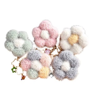 <span class=keywords><strong>Porte</strong></span>-clés créatif en tissu doux, fleurs artificielles, <span class=keywords><strong>pompon</strong></span> en fausse <span class=keywords><strong>fourrure</strong></span> de <span class=keywords><strong>renard</strong></span> pour sacs de femmes - Product Image 1
