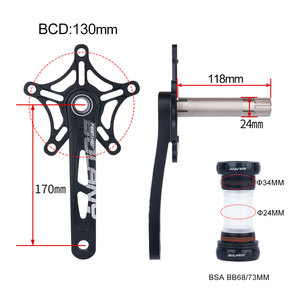 Juego de bielas y platos de bicicleta de carretera-Plato doble-Aleación de aluminio-Hueco integrado-Manivela de husillo de cerámica - Product Image 6