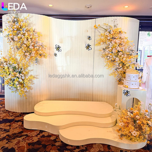 อุปกรณ์ตกแต่งงานปาร์ตี้ LEDA ฉากหลังสีขาวขนาดใหญ่ ลายเส้นแนวตั้งโค้งเว้า สำหรับงานแต่งงาน - Product Image 1