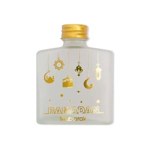 Frosted Glass <strong>Bottle</strong> with Gold Foil Print, Hajj Umrah Eid Ramadan Mubarak Muslim Festival Empty Gift <strong>Bottle</strong> for Party Favor - Product Image 5