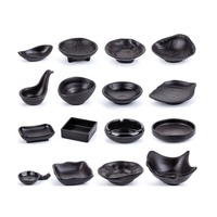 Vaisselle en porcelaine imitation petits plats noirs en mélamine noire Assiette à tremper