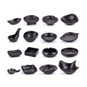 Vajilla de porcelana de imitación <span class=keywords><strong>Platos</strong></span> de material pequeño negro Vajilla de Melamina negra Plato de inmersión - Product Image 5