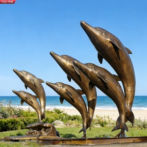 YOUFINE - Estatua de Delfín de Bronce Fundido de Gran Tamaño, Escultura de Delfín Saltando sobre una Ola, para Decoración de Parques y Resorts junto a la Playa - Product Image 6