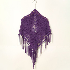 Phụ nữ HZW-25092 của retro tua Khăn Phụ Nữ Dệt Kim Rỗng ra kết thúc tốt đẹp tam giác khăn choàng - Product Image 3