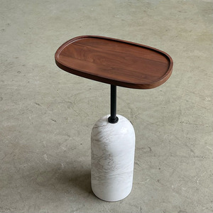 Venta al por mayor nuevo diseño redondo sala de estar pequeña mesa auxiliar de madera moderna con base de mármol natural - Product Image 5
