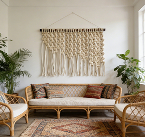 Tapisserie murale en <span class=keywords><strong>macramé</strong></span> à franges bohèmes, décoration artistique pour la maison, décoration pour chambre à coucher - Product Image 5
