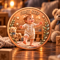 Pièce commémorative de collection en cuivre de 5 oz, peinte à l'ancienne, en relief 3D, pour les premiers pas de bébé, cadeau souvenir