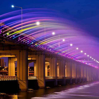 Fontaine numérique extérieure commerciale sur mesure de grande envergure, effet rideau d'eau, cascade, en acier inoxydable, RGB