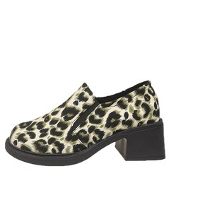 Escarpins à enfiler pour femme, imprimé léopard, grande taille, talons hauts, semelle épaisse, bout rond, style européen et américain, collection automne - Product Image 5