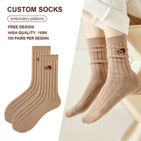 Chaussettes en coton unisexes personnalisées avec logo brodé pour hommes et femmes, fabricant OEM