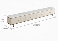 Table basse et meuble TV modernes de luxe avec plateau en marbre et rangement en acier inoxydable pour salon et chambre