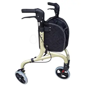 אלומיניום תלת אופן Rollator 3 גלגלי גובה מתכוונן מתקפל קל משקל הליכון Rollator עם סל עבור קשישים