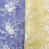 Tissu en dentelle brodée en organza de luxe, bord festonné, tulle floral pour robe de mariée, rideaux, décoration intérieure, artisanat