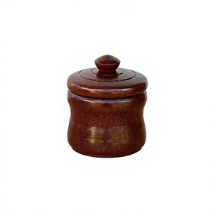 Pot à miel rond en bois artisanal avec couvercle à rabat, design classique, compatible avec le chauffage, passe au lave-vaisselle, hermétique, pour le stockage des aliments, utilisation en cuisine - Product Image 6