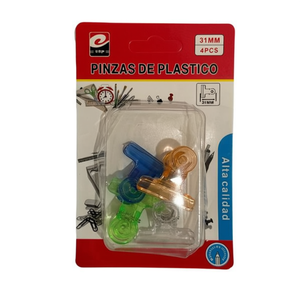Pinzas De Plastico 31Mm 4Pcs Alta Calidad Para Oficina Y Escuela - Product Image 1