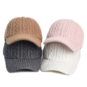 Autumn and winter knitted wool baseball cap Korean style warm solid color light plate peaked cap versatile fashionable hats