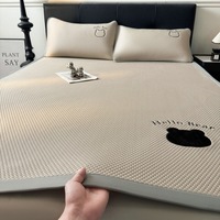 Parure de lit trois pièces haut de gamme personnalisable en soie glacée rafraîchissante, brodée, lavable en machine, pour lit simple de dortoir