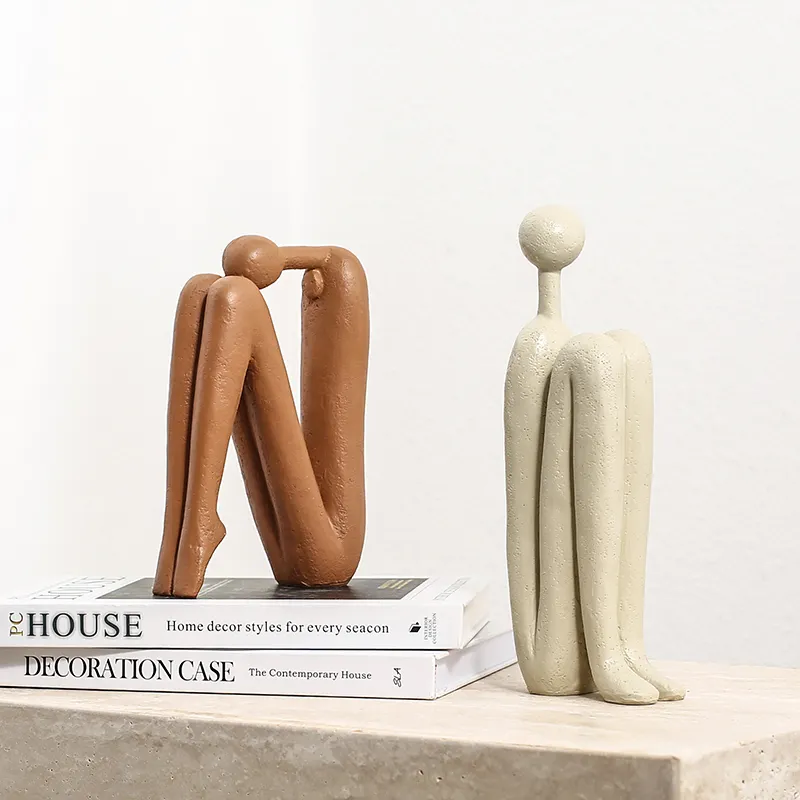 Modern minimalist modern lüks dekoratif komik soyut karakter insan heykeli reçine bookends