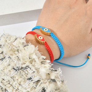 <span class=keywords><strong>Kinser</strong></span> 2024 Großhandel Öltropfen bunte Emaille Augenarmband handgefertigt glücklicher Gewinde seil verstellbares Armband - Product Image 2