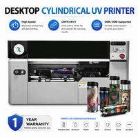 Printer UV Inkjet Otomatis 360 Derajat dengan CMYK W V untuk Produk Silinder seperti Botol dan Cangkir, Garansi 1 Tahun