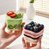 Boîte à emporter carrée transparente pour gâteau à la crème, mousse mille-feuilles, épaisseur 5 mm, emballage jetable pour gâteau, estampage alimentaire