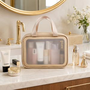 Frosted <b>Clear</b> Cosmetic <b>Bag</b> Wholesale PU PVC Travel Organizer Custom Logo Makeup <b>Toiletry</b> Pouch OEM ODM Supplier - Product Image 4