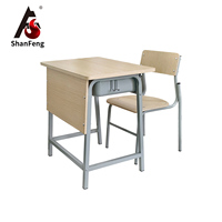 Pupitre et chaise d'école en bois sur mesure avec plateau en contreplaqué et structure en acier pour l'école primaire et secondaire