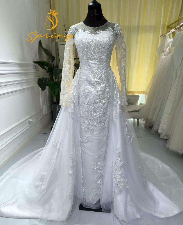 wedding gown with detachable train