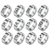 Anelli con segno zodiacale dodici segni astrologia oroscopo stella anello con sigillo in acciaio inossidabile regalo gioielli impermeabili Non appannati