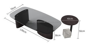 ชุดโต๊ะกาแฟกระจกเทมเปอร์สไตล์อิตาเลียนมินิมอลลิสต์ห้องนั่งเล่นทันสมัยโต๊ะกลางไม้วีเนียร์รมควันพร้อมโต๊ะข้าง - Product Image 6