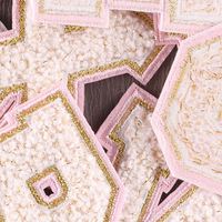Étiquette en tissu brodée en soie dorée, accessoires de patch DIY en chenille, lettres brodées, style anglais, Han
