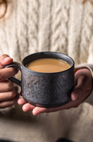 Tasse en céramique avec logo personnalisé tasse à café cappuccino en porcelaine de couleur rouillée en porcelaine design vintage pour la maison et le bureau tasses pour le camping
